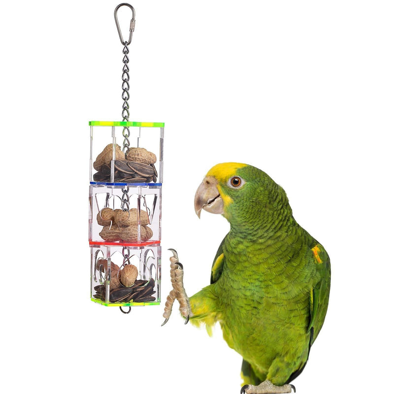 KINTOR Parrot Creative Foraging Toy Feeder Bird Intelligence Growth Cage Acrylic Box Toys 3 Layers Foraging Toy - PawsPlanet Australia