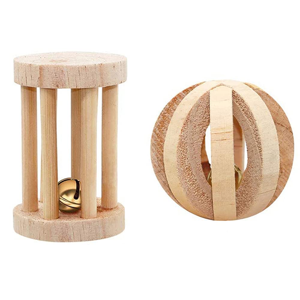 Amasawa 2 Pieces Hamster Chew Toys,Natural Wooden Toys,Gerbil Rat Guinea Pig Chinchilla Chew Toys,Roller Teeth Care Molar Toy,Suitable for Hamsters, Rabbits and Parrots to Play with Molar Toys - PawsPlanet Australia