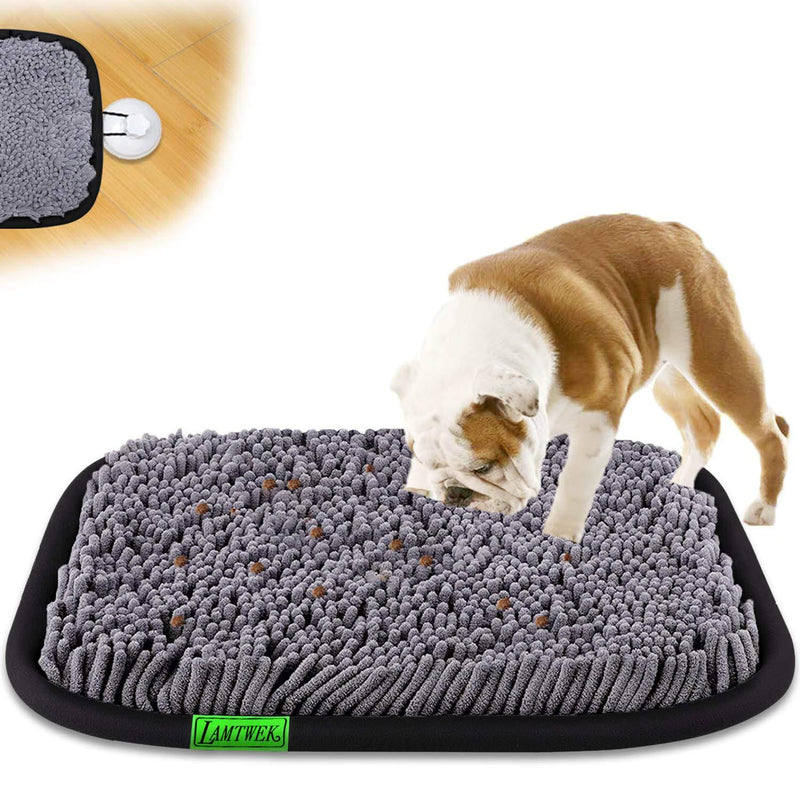 LAMTWEK Snuffle Mat for Dogs, 17" x 21" Dog Snuffle Mat Interactive Feed Game for Boredom, Encourages Natural Foraging Skills and Stress Relief, Easy to Fill/Machine Washable (with 2PCS Suction Cups Black - PawsPlanet Australia
