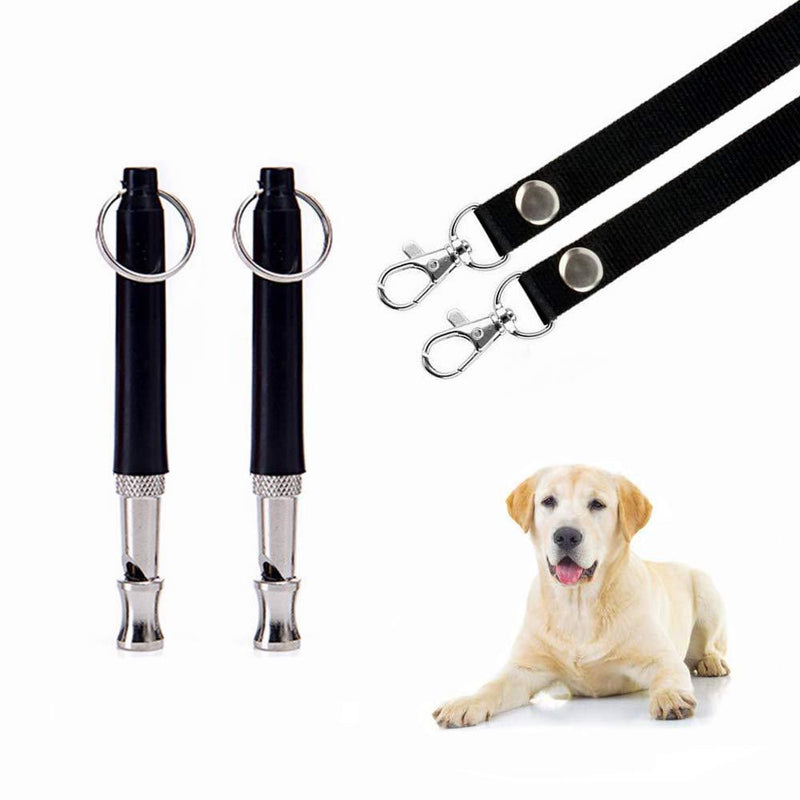 [Australia] - HEHUI Dog Whistle, Dog Whistle to Stop Barking Adjustable Pitch Ultrasonic Safety Stainless Steel Dog Training Whistle 2 Packs - Dog Whistles with 2 Free Lanyards black 