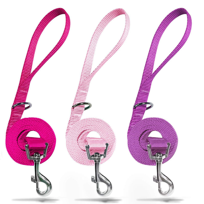 azuza 3 Pack Nylon Dog Leashes,Strong & Durable Basic Style Leash with Easy to Use Collar Hook,Available in Multiple Lengths for Puppy Small Medium and Large Dogs standard 3 pack 1"×4ft Pink - PawsPlanet Australia