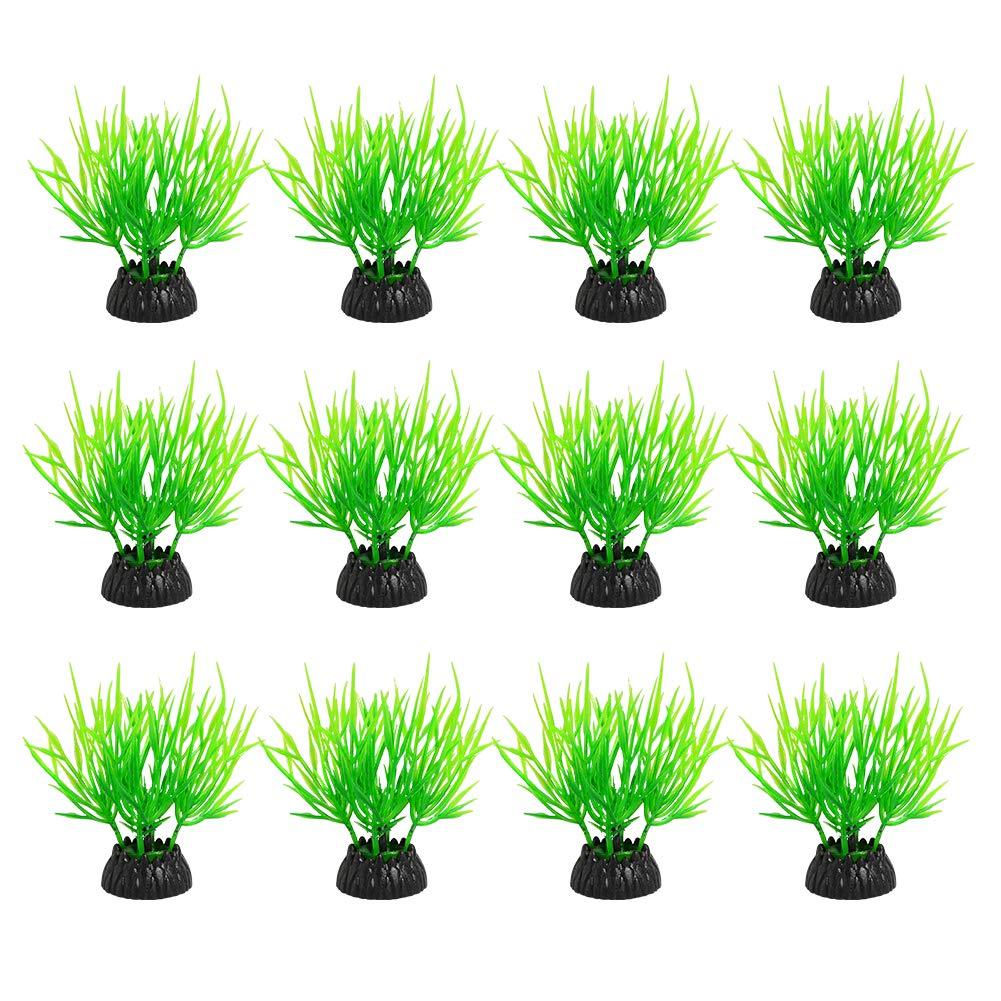 Quickun Pack of 12 Artificial Plastic Plants Set Aquarium Decor Fish Tank Ornament Decoration Cs45 - PawsPlanet Australia