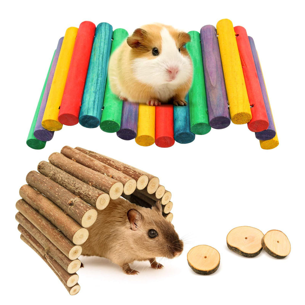 [Australia] - Wooden Ladder Bridge, Hamster Wooden Bridge Mouse Rodents Chew Toy Rat Natural Hideout Ladder, Small Animals Cage Wood Ladder for Guinea Pig Chinchilla Ferret Reptile 2 Ladder 