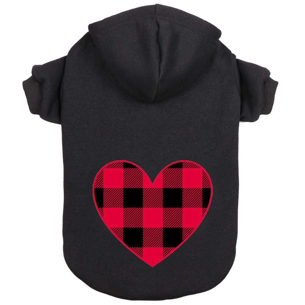 [Australia] - Stpiatue Dog Hoodie Sweater Sweater for Dogs Pet Clothes Black Buffalo Plaid Warm and Soft Breathable Cozy XS 