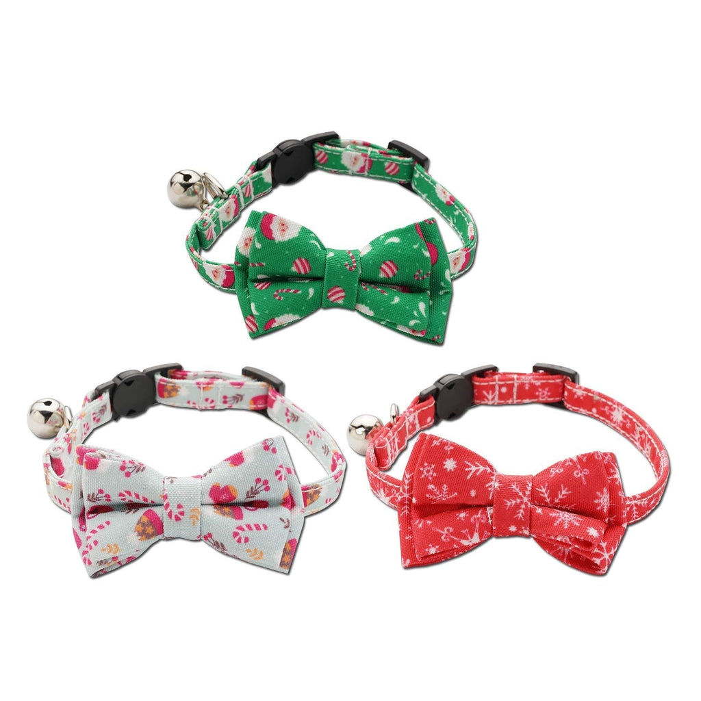 [Australia] - Lutiore Christmas Cat Collar, 3 Pack Cat Collar Breakaway with Cute Bow Tie, Bell and Safety Release Buckle, Adjustable for Cats Kitten and Some Puppies 