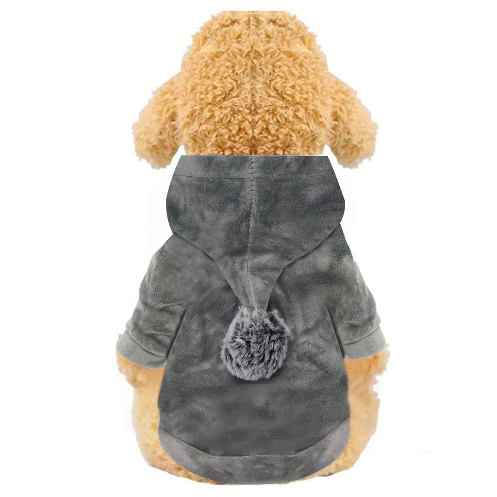 YAODHAOD Dog Hoodie, Winter Soft Flannel Dog Pullover Sweatshirts Coat for Puppy Small Medium Dogs Clothes Apparel Gray - PawsPlanet Australia