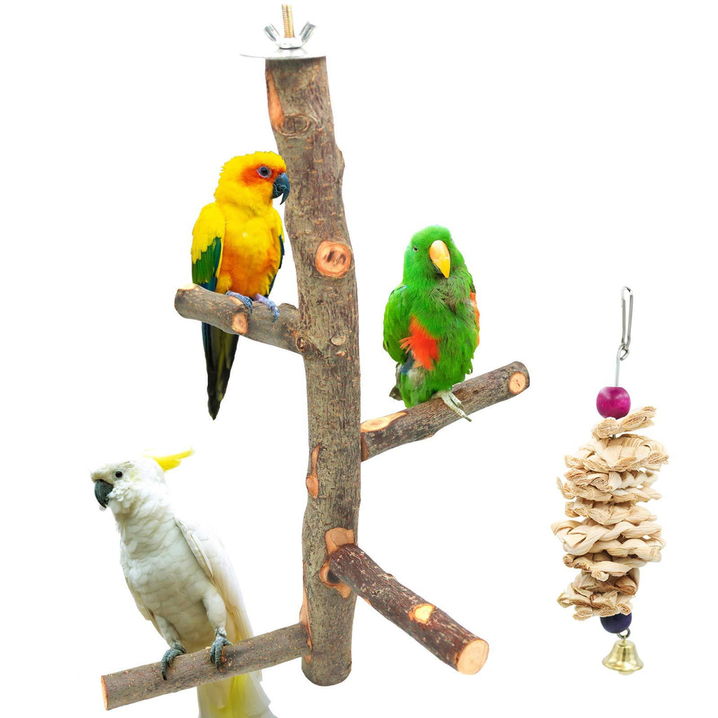 [Australia] - suruikei Bird Perch Nature Apple Hard Wood Stand, Parrot Stand Toy Branch Platform Paw Grinding Stick for Small Parakeets Cockatiels Conures Parrots Love Birds Finches Cage Accessories Set 1 