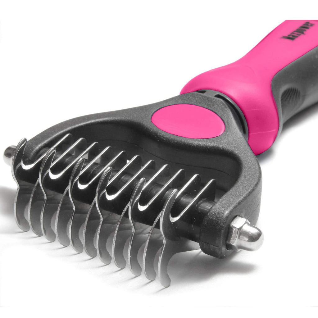 Maxpower Planet Dog Brush and Cat Brush - 2 Sided Pet Grooming Tool Undercoat Rake for Deshedding, Mats & Tangles Removing - Effectively Reduces Shedding by Up to 95%,Small Size Pink - PawsPlanet Australia