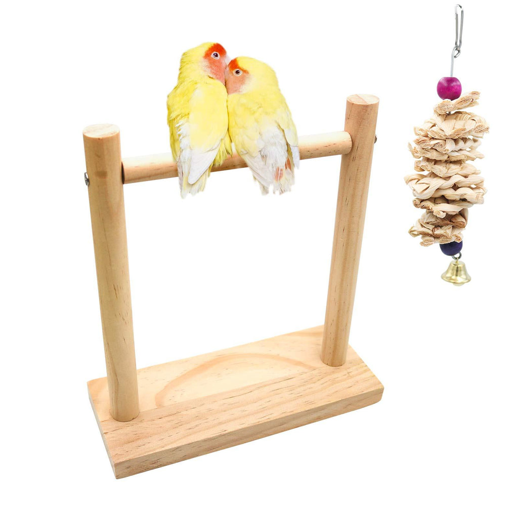 [Australia] - suruikei Parrot Training T Stand Perch, Tabletop Bird Perch Shelf, Wood Playstand Portable Training Playground, Bird Cage Toys Accessories for Small Cockatiels Conures Parakeets Lovebirds Finch T shape 