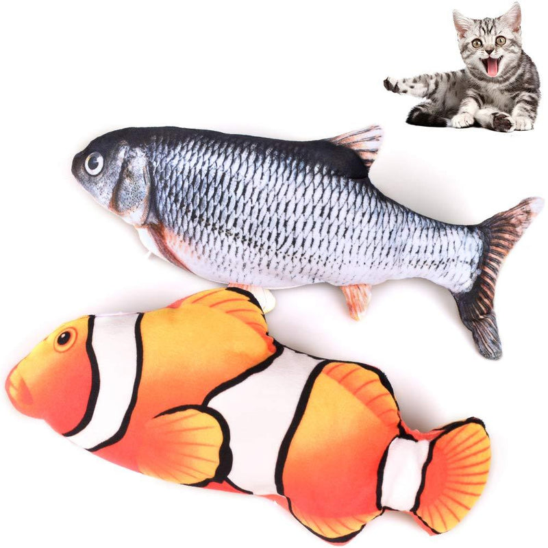 [Australia] - 2-Pack Moving Cat Kicker Fish Toy,Moving Fish Cat Toy,Wiggle Fish Catnip Toys, Interactive Cat Toy, Realistic Flopping Fish, Fun Toy for Cat Exercise 