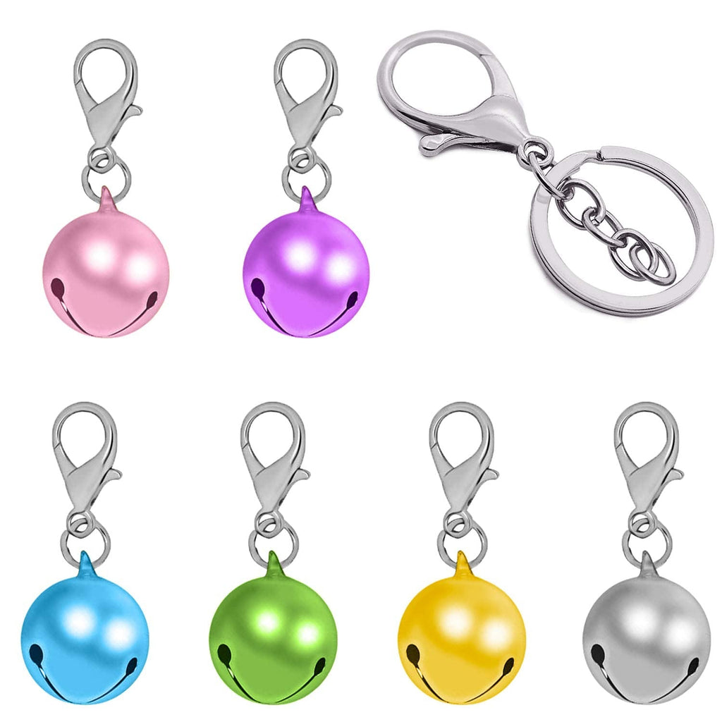 Aoche Pet Bells for Dog Cat Collar 6 Pack,Charm Pet Pendant Accessories with1 Pack Stainless Steel Keychain X-Small - PawsPlanet Australia