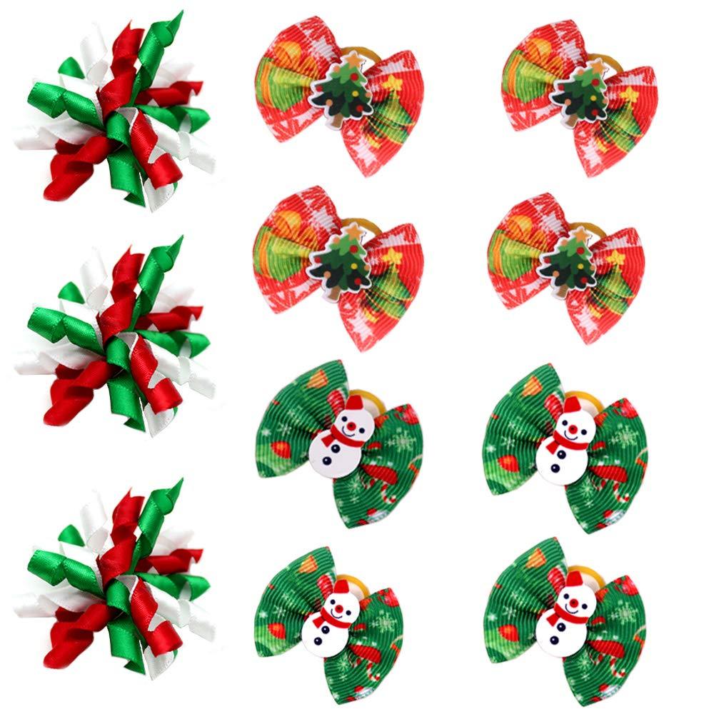 [Australia] - Masue Pets 20pcs/10pairs Puppy Dog Hair Bows with Rubber Bands Curve Bows Dog Bowknot Bows Small Dog Accessories Combination for Halloween/Thanksgiving/Christmas Holidays for Christmas NO.2 