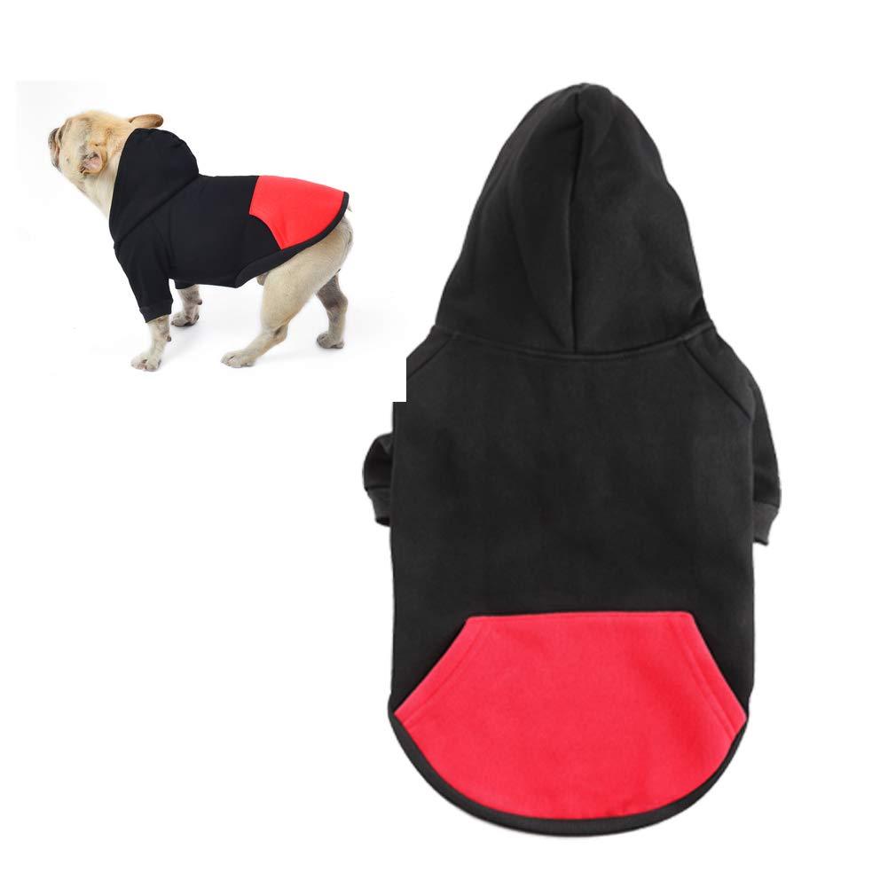 meioro Dog Clothes Hoodies Pet Cat Warm Soft Cotton Zipper Sweater Coat French Bulldog Pug X-Small Black - PawsPlanet Australia