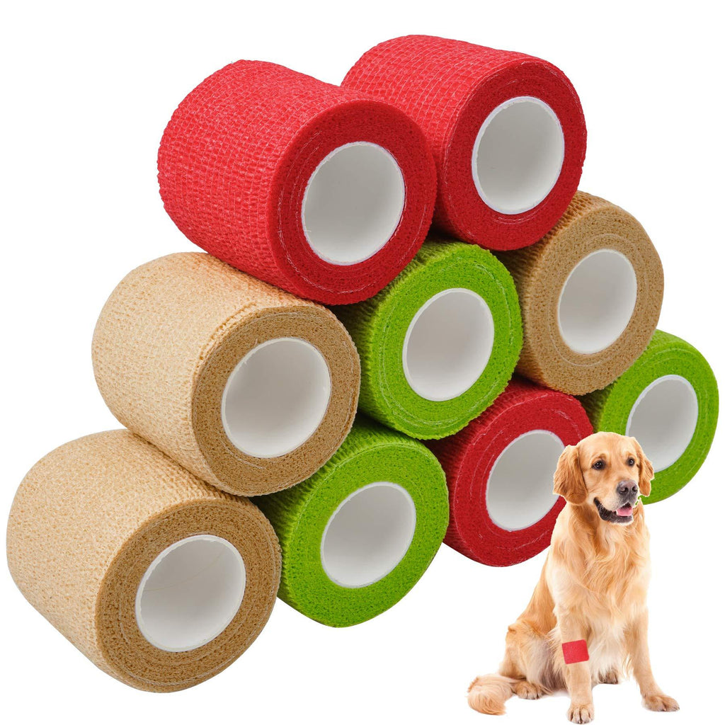 9 Rolls Pet Bandage Wrap,Self-Adhesive First Aid Sports Bandages,Stretchable Breathable Tape, Protect Knees Wrists Ankles - PawsPlanet Australia