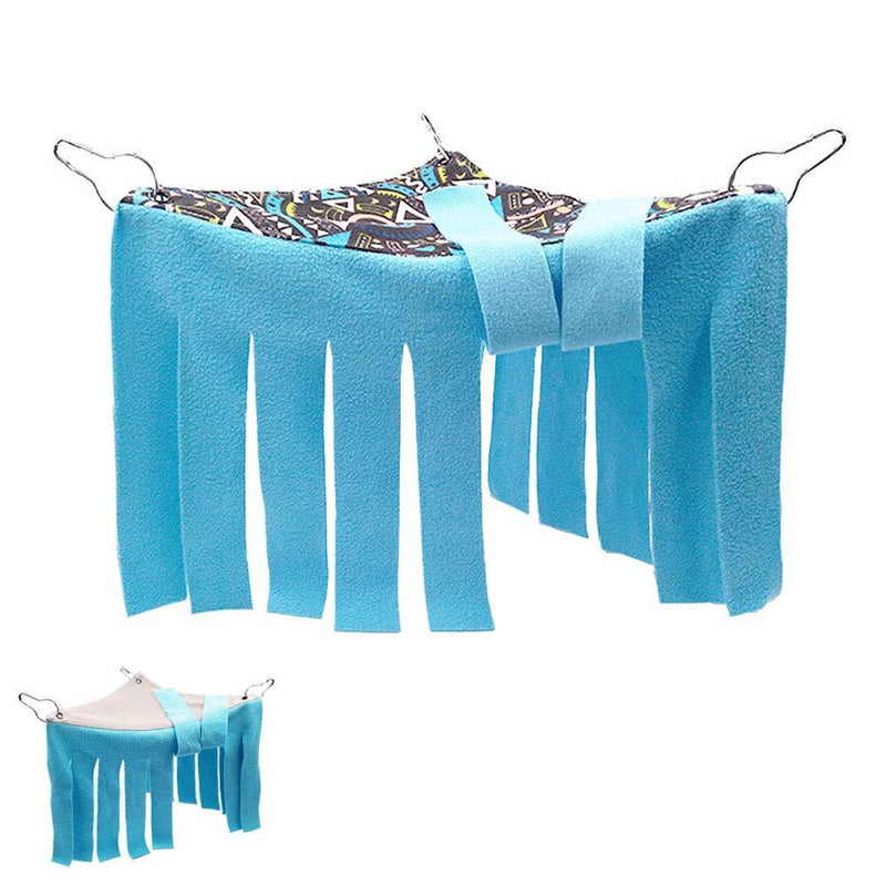 RIOUSSI Guinea Pig Hideout Hideaway Corner Peekaboo Toys Cage Accessories with Reversible Side and Two Curtains Geo/Gray+blue X 2 Curtains - PawsPlanet Australia