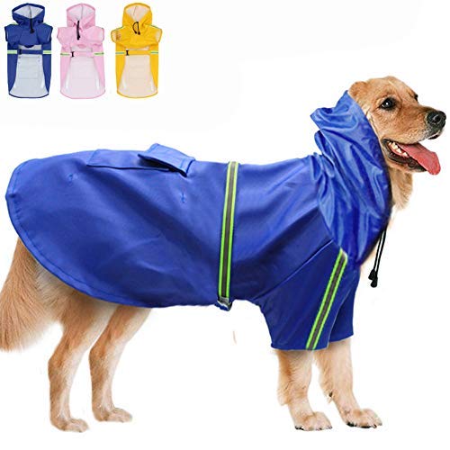 FEimaX Dog Raincoats Rain Poncho Coat Waterproof Rain Jacket with Hood for Medium and Large Dogs, Lightweight Hoodies Pet Windproof for Outdoor Walking S (Chest: 13.3'', Body 9.8'') Blue - PawsPlanet Australia