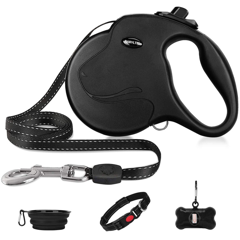 Babyltrl Upgraded Retractable Dog Leash, 360° Tangle-Free Heavy Duty Dog Retractable Leashes for Large Dogs up to 110lbs,16ft Safe Reflective Tape with Anti-Slip Handle, One-Handed Brake, Pause, Lock Black - PawsPlanet Australia