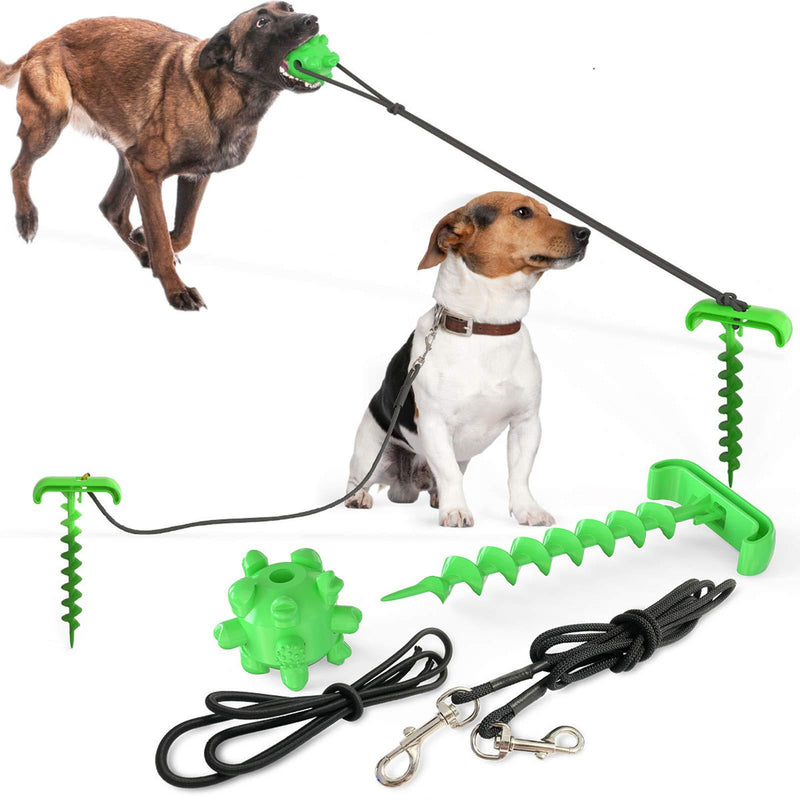 Dog Stake Tie Out Cable For Small 10lb Dogs To Medium 40lb Dogs|Appropriate For Outside Camping, yard，let Your Dog Walk Around Outside (Green) Green - PawsPlanet Australia