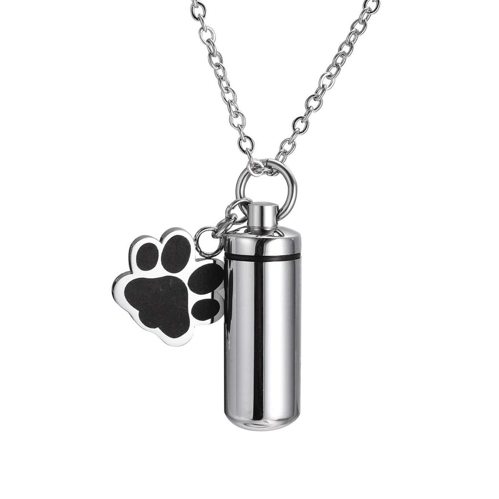 [Australia] - Stainless Steel Pet Urn Necklace for Ashes, Memorial Pet Paw Pendant Necklace, Cremains Ash Keepsake, Funeral Cremation Jewelry 
