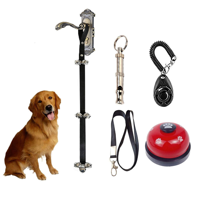 [Australia] - JOYSOG Dog Door Bells for Potty Training,5Pcs Pet Dog Training Kit Pet Supplies,Dog Doorbells with Dog Training Clickers Whistles for Dogs to Ring to Go Outside,Potty,Eating 