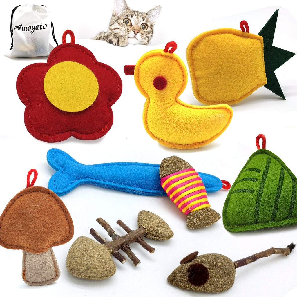 [Australia] - Amogato 9 Pack Catnip Toys for Indoor Cats, Kitten Cat Toys with Catnip Natural for Dental Health 