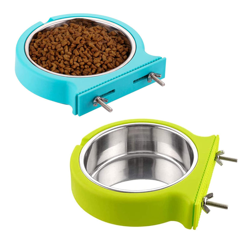 Hamiledyi Crate Dog Bowl Removable Stainless Steel Food and Water Feeder Hanging Cage Bowls Coop Cup Cleaning Set for Puppy Cat Bird Rat Guinea Pig Ferret 2Pcs - PawsPlanet Australia
