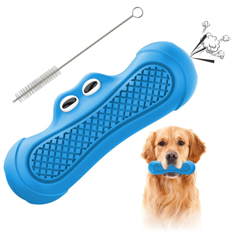 [Australia] - Pawcute Dog Squeaky Toys for Aggressive Chewers, Durable Dog Chew Toys Indestructible, Puppy Chew Toy Dog Toothbrush Toys for Small Medium Large Dogs Dental Care Teeth Cleaning Blue 