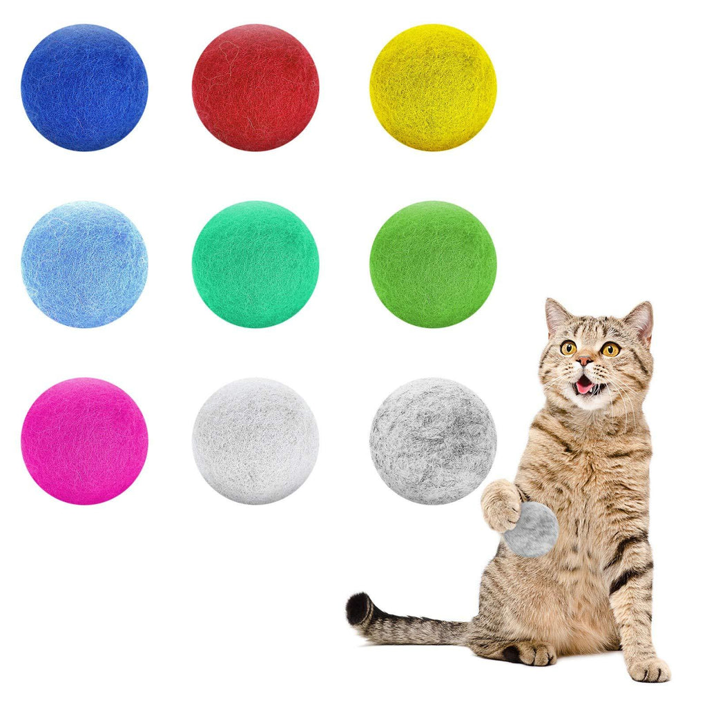 [Australia] - Weewooday 9 Pieces Wool Felt Ball Toys for Cats and Kittens Cat Wool Ball Toys Handmade Wool Dog Balls Colorful Soft Quiet Felted Fabric Balls for Cat Lover, Craft Supplies 