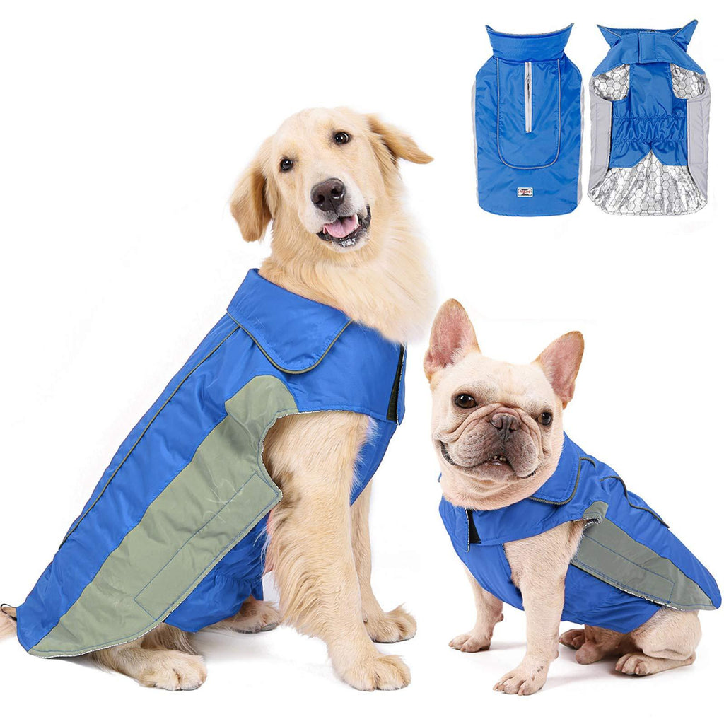 [Australia] - Dog Winter Jacket, Windproof Waterproof Outdoor Sports Pet Coat for Cold Weather, Dog Warm Vest Clothes with Reflective, for Small Medium Large Dogs XS(Chest Girth 14-17") Blue 