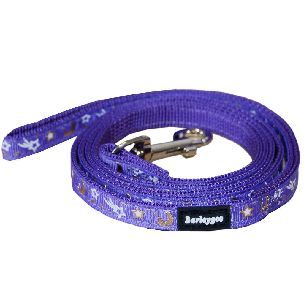 Barleygoo Small Pet Leash Cat Walking 59 Inches Easy Control Lightweight Kitten Puppy Training Leash with 360 Degree Swivel Clip for Small Medium Cats Golden Star Moon Design Glow in The Dark Purple - PawsPlanet Australia