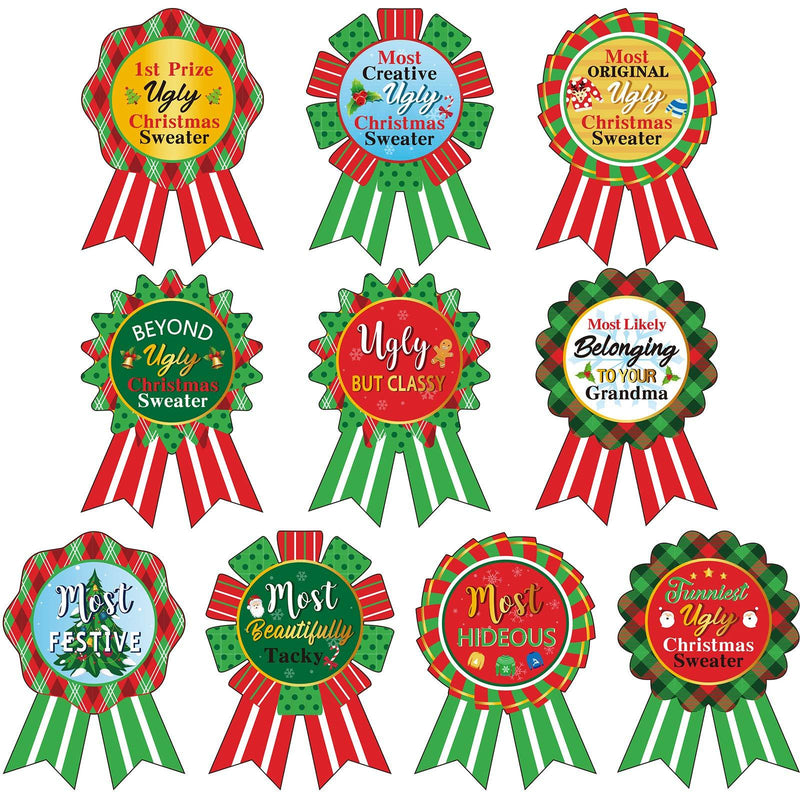 100 Ugly Sweater Award Ribbons Stickers 10 Styles Voting Cards for Ugly Sweater Contest Party Supplies, Voting Labels Tags Badge Stickers for Ugly Sweater Decorations Christmas Supplies Kids Home - PawsPlanet Australia