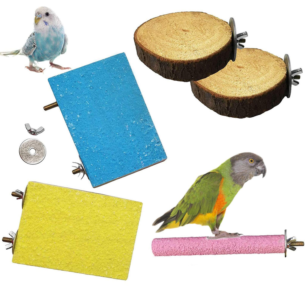 PINVNBY Parrot Perch Stand Platform Bird Paw Grinding Stick Wood Parakeet Exercise Toys Cage Accessories Training Playground for Budgies Cockatiel Conure Lovebirds Rat Gerbil Hamster 4PCS - PawsPlanet Australia