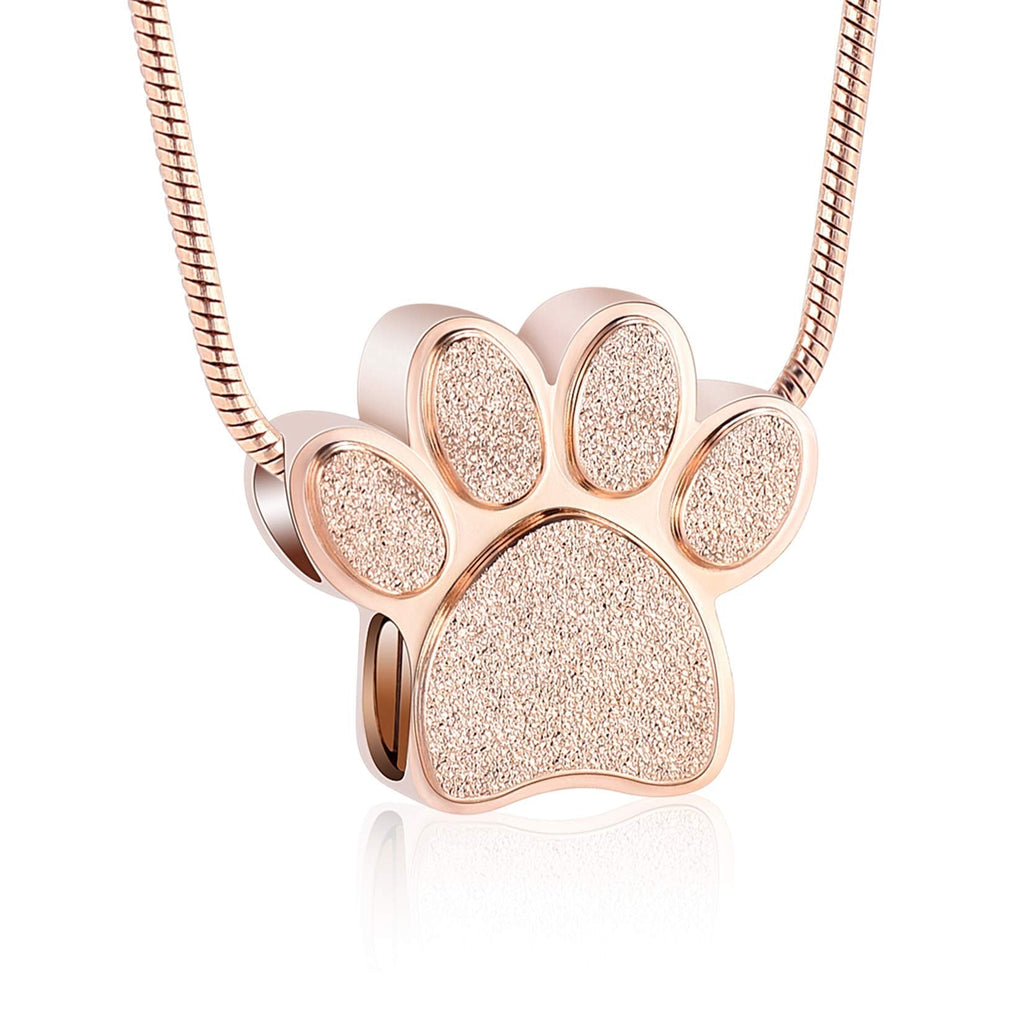 zeqingjw Pet Cremation Jewelry for Ashes Pendant Paw Print Pet Heart Urn Necklace Memorial Keepsake Jewelry for Pet/Dog's/Cat's Ashes 1-Rose Gold - PawsPlanet Australia