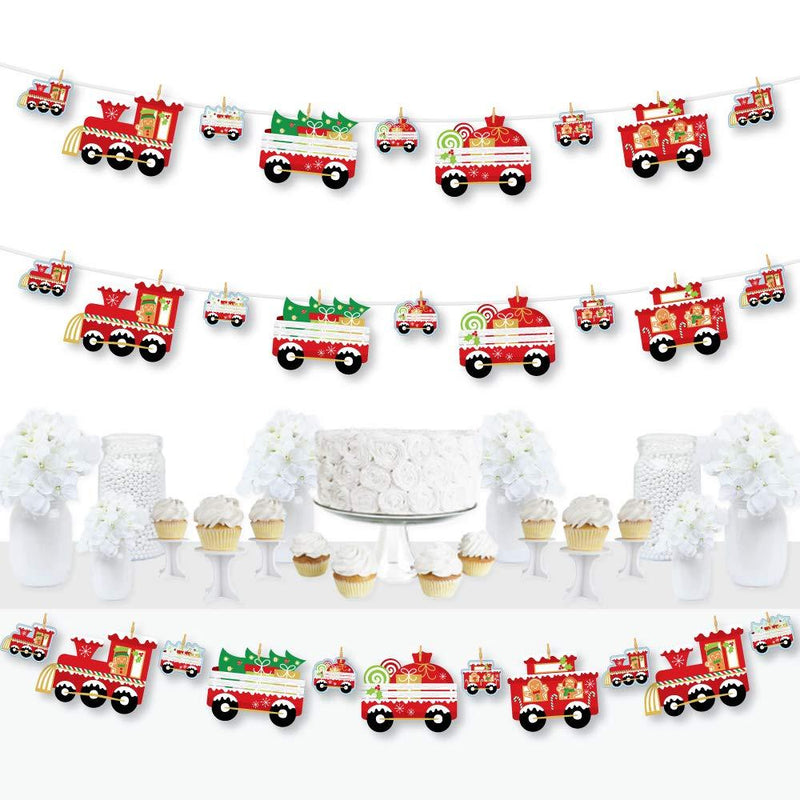 Big Dot of Happiness Christmas Train - Holiday Party DIY Decorations - Clothespin Garland Banner - 44 Pieces - PawsPlanet Australia