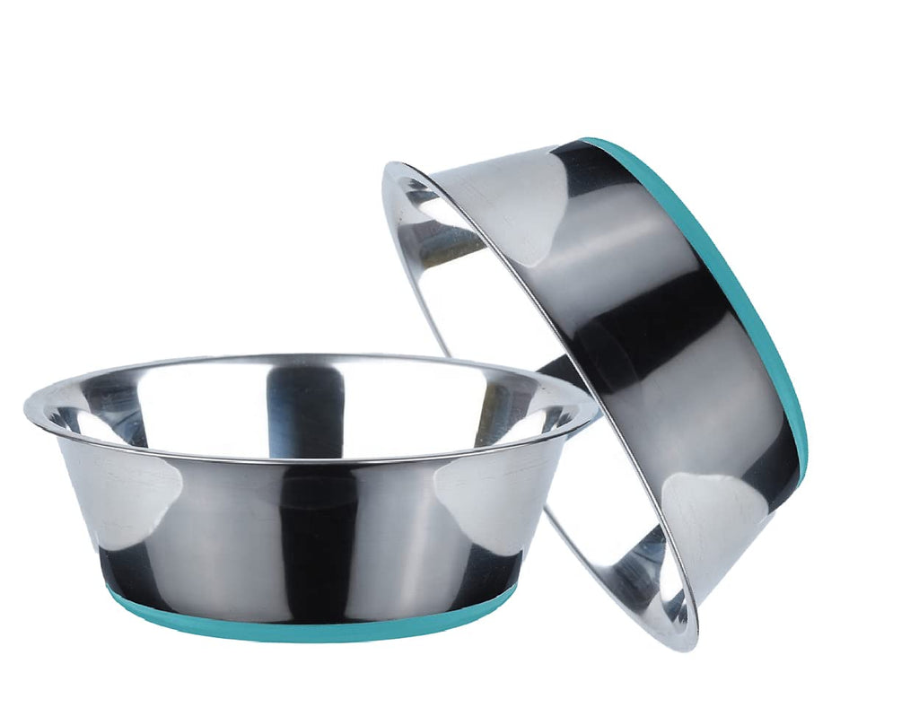 Pawareness Stainless Steel Large Dog Bowls with 6 cups of Food Capacity, Stainless steel dog bowls with non-slip silicon sole 15 oz Pack of 2 Large Dog Water Food Feeder (DSB-03) - PawsPlanet Australia