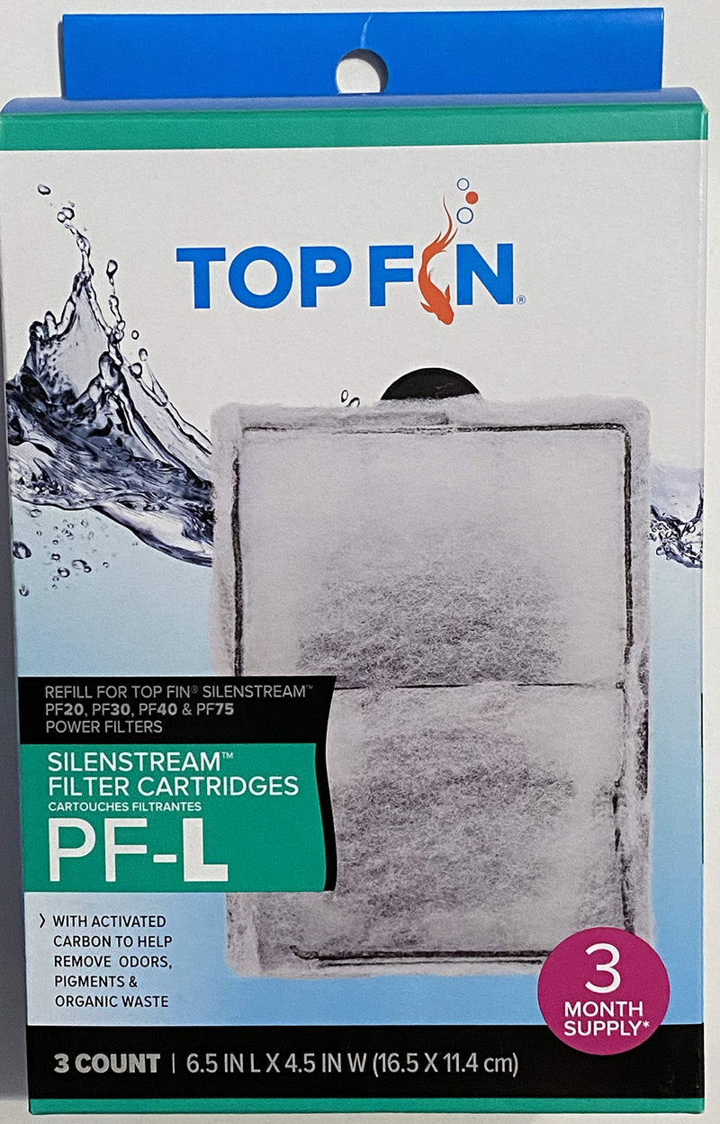 [Australia] - Top Fin Silenstream PF-L Refill for PF20, PF30, PF40 and PF75 Power Filters 6.5in x 4.5- (3 Count) 