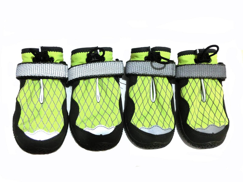 [Australia] - Xanday Dog Cotton Boots Warm Winter Dog Shoes Waterproof Dog Booties Paw Protectors with Reflective and Adjustable Straps and Wear-Resisting Soles,4PCS 1 Fluorescent Green 