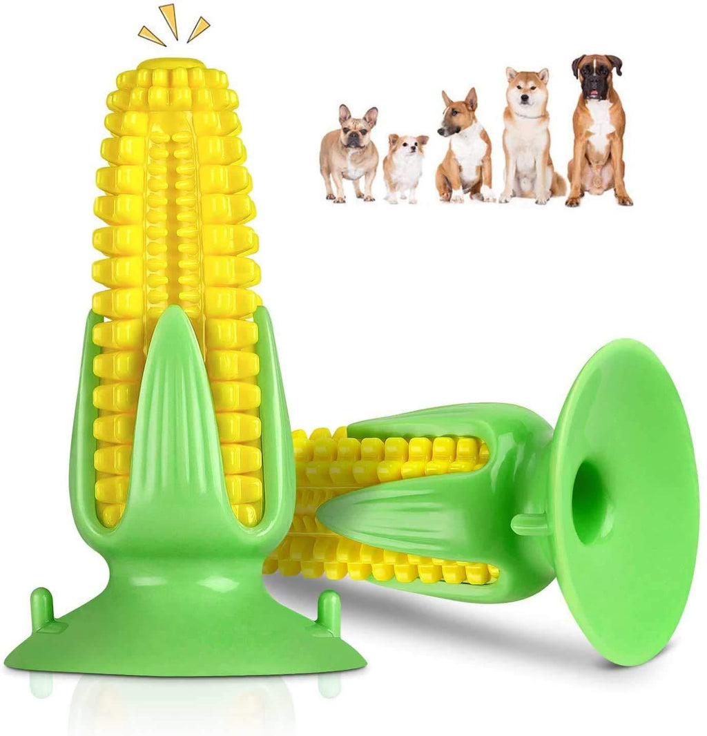 [Australia] - YUESUO Pet Toothbrush Chew Toy, Dog bite Sucker Toy, Durable Dog Toys, Squeaky Corn Toy Stick, Natural Rubber Teething Toys for Puppies for Most Dogs 