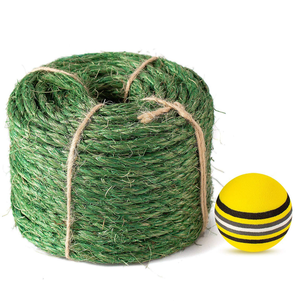 Yangbaga Cat Natural Sisal Rope for Scratching Post Tree Replacement, Hemp Rope for Repairing, Recovering or DIY Scratcher, 6mm Diameter, Come with a Play Ball - PawsPlanet Australia