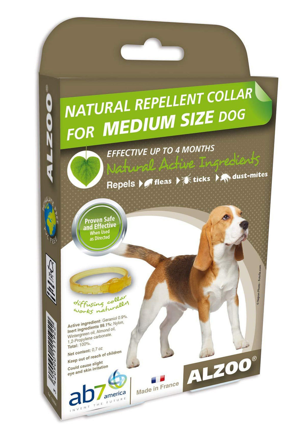 [Australia] - ALZOO Natural Repellent Diffusing Dog Collar | Repels Fleas, Ticks, Dust-Mites Using Natural Active Ingredients | for Medium Sized Dogs 