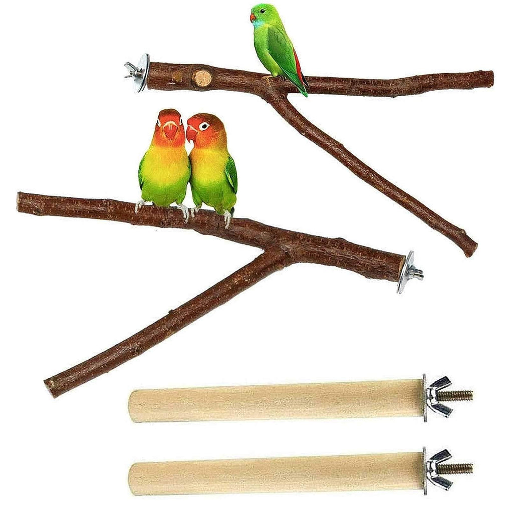 PINVNBY 4Pack Bird Perches Parrot Natural Peach Wood Fork Parakeet Birdcage Paw Climbing Stands Perch Cage Toy Accessories for Conures,Lovebirds,Budgies,Cockatiels and Finches - PawsPlanet Australia