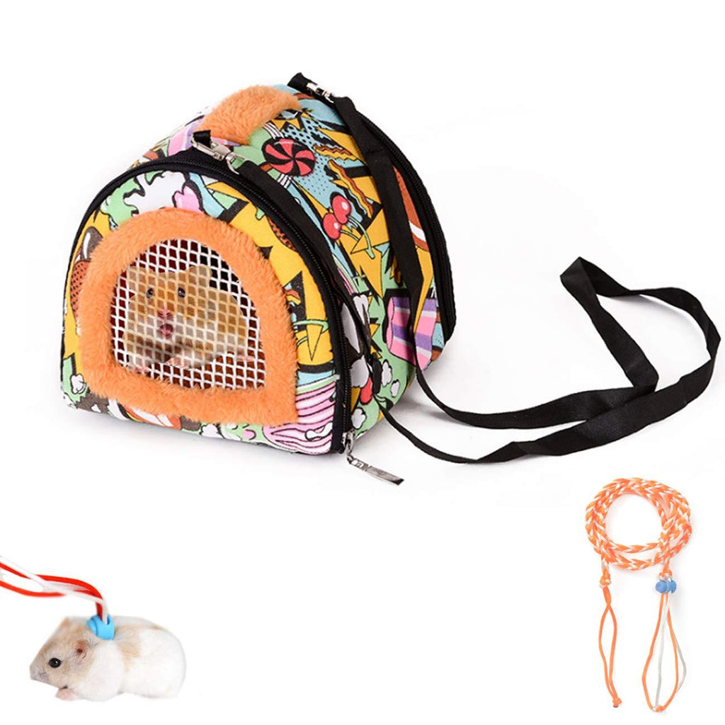 [Australia] - Linifar Hamster Carrier Bag, Breathable & Portable – Small Animal Travel Bag with Detachable Strap Zipper for Hedgehog Rat Squirrel Sugar Glider Tortoise 