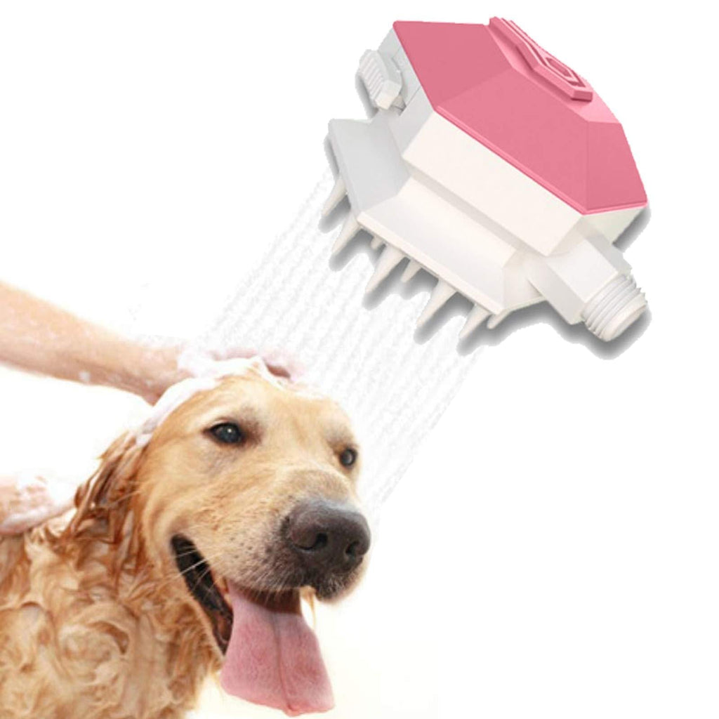[Australia] - NMGGGU pet Shower Nozzle pet Bathing Too Sprayer 3 in 1 Shampoo Cleaning Innovative Brush Massaging Dog and cat Bath tub Outdoor Garden Hose Compatible Pink 