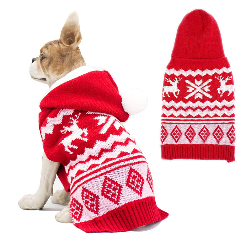 [Australia] - lanboer Christmas Knitwear Dog Sweater Classical Xmas Red Pet Warm Coats Clothes for Winter Cold Weather X-small red-deer 