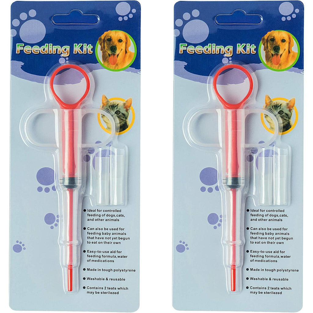 PAGOW Pet Medicine Feeder, Silicone Syringe Cat Dog Puppy Pill Dispenser Suit with Soft Tips, Pet Cat Dog Puppy Pill Tablet Versus Control Rods(Blue) 2pc * Red - PawsPlanet Australia