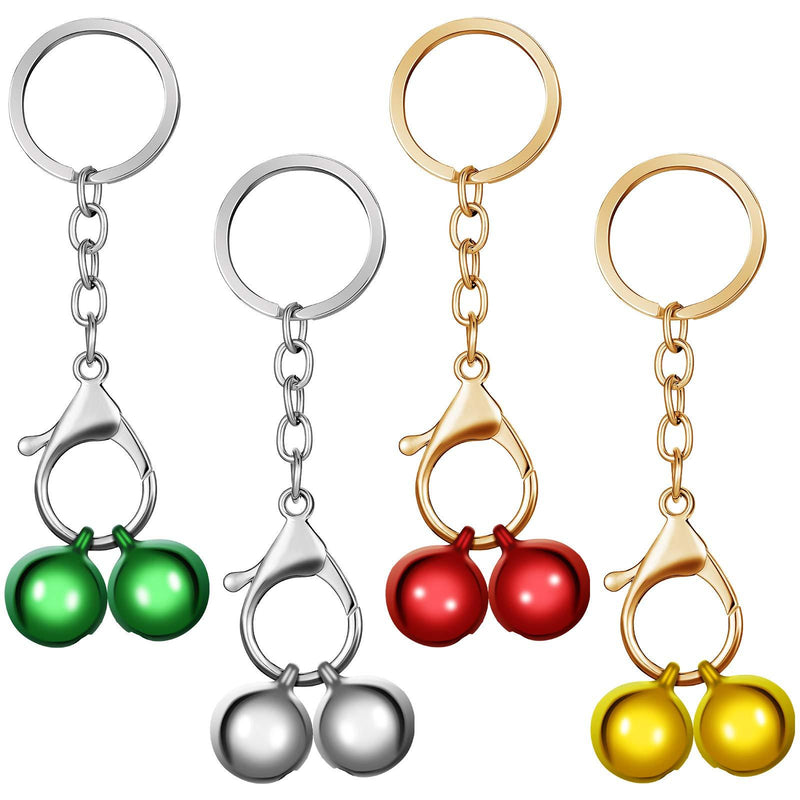 [Australia] - 8 Pieces Pet Cat Bells Pet Metal Bells Dog Collar Training Pet Pendant (Gold Silver Red Green) with 4 Pieces Dog Tag Clips for Pet Dog Cat Necklace Collar Decoration 