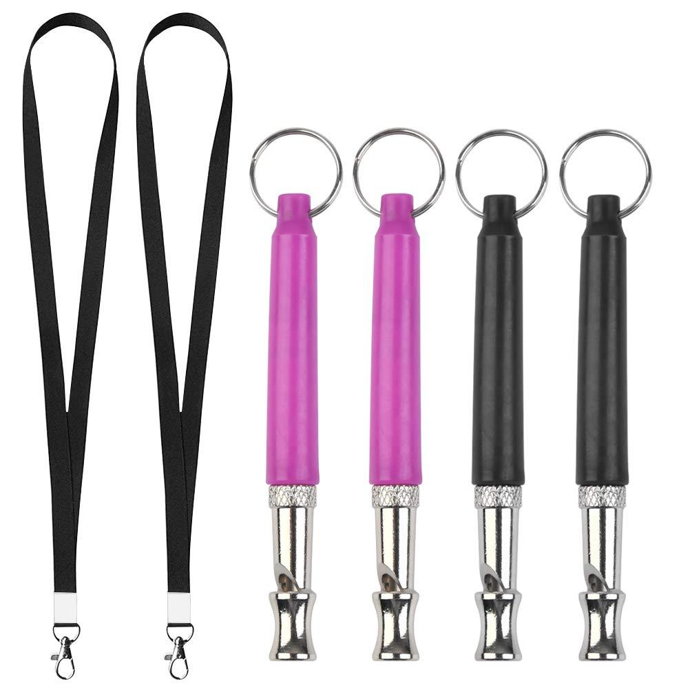 4 PCS Ultrasonic Dog Whistles, Adjustable Frequencies Training Whistles Pitch Silent Whistles Soothe Dogs with 2 Lanyard for Puppies, Older Dogs - PawsPlanet Australia