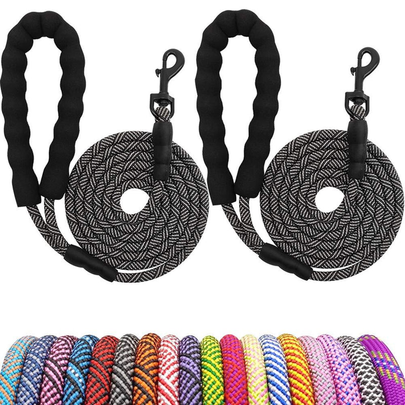 YUCFOREN 2-Pack Small Dog Leash 6Ft x 1/3" Rope Leash for Little Pets/Puppies/Small Animals/Extra Small Dogs, Strong Nylon Walking Leash with Padded Handle Training Lead 6’ x 1/3" Black+black - PawsPlanet Australia