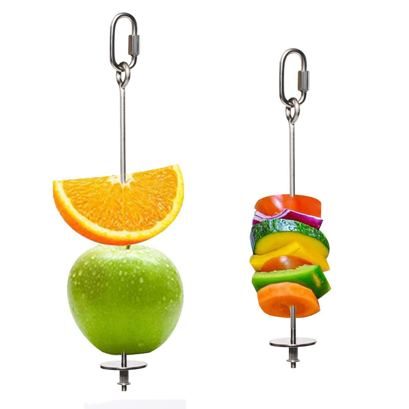 LSSH 2PCS Premium Bird Food Holder, Bird Treat Skewer,Bird Skewers,Bird Feeders, Stainless Steel Parrot Fruit Vegetable Stick Holder, Bird Feeder Toy,Foraging Toy, Bird Food Treat Skewer - PawsPlanet Australia