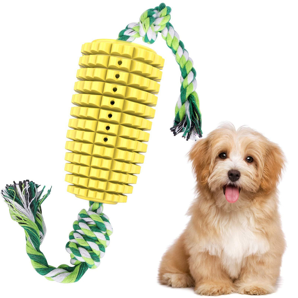 [Australia] - TOPTEAM Dog Chew Toys for Aggressive Chewers Toothbrush Teeth Cleaning Dog Chew Toys Interactive Pet Corn Toys with Rope Clean Teeth Bad Breath Durable Chewing for Puppy, Small & Medium Dogs 